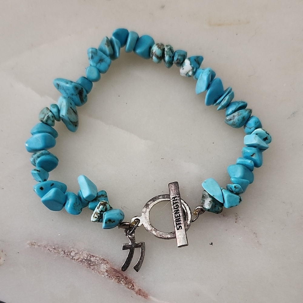 Sterling Silver Turquoise Rock Nuggets Strength Bracelet